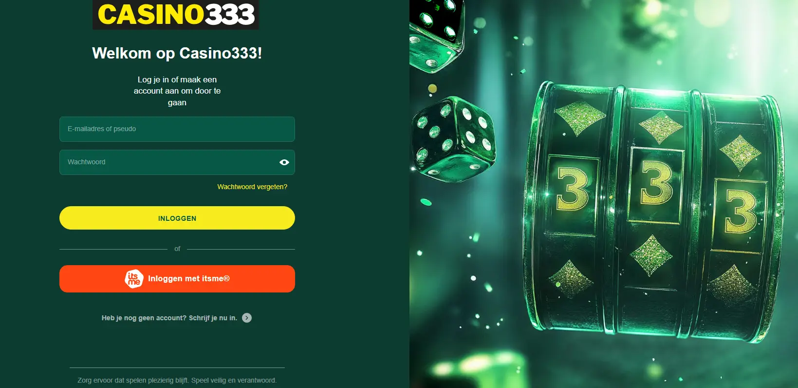 Registratie bij CASINO333
